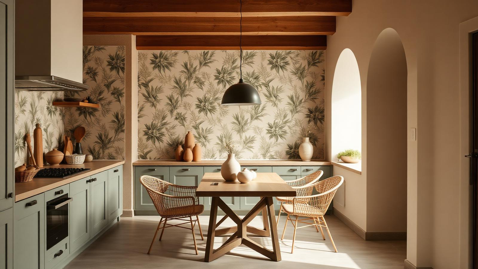 Papel pintado para cocinas: ideas, materiales y dónde colocarlo